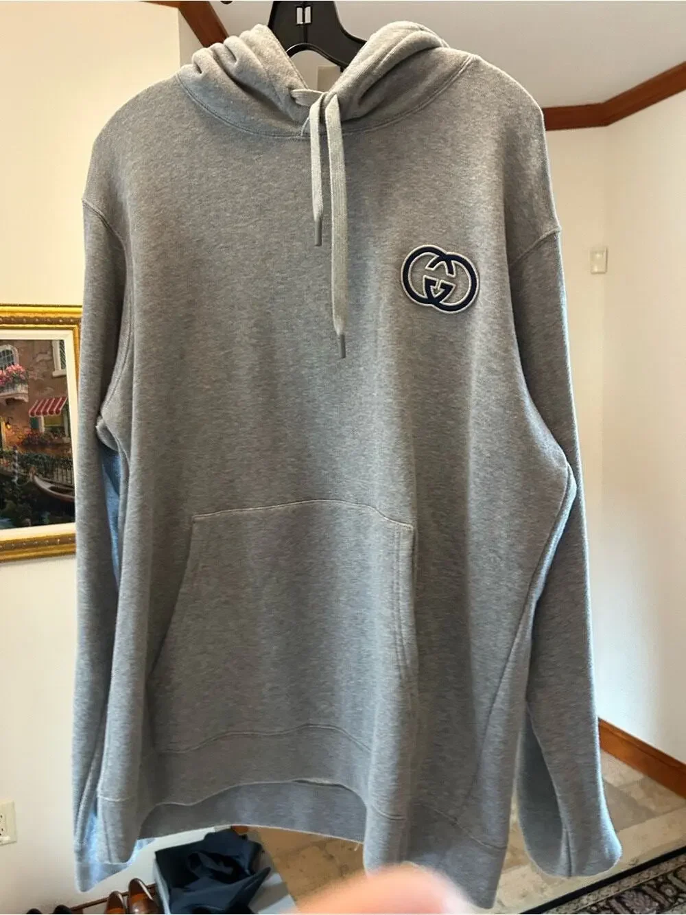 Men's Gucci embroidered interlocking G logo hoodie size XL made in Italy
